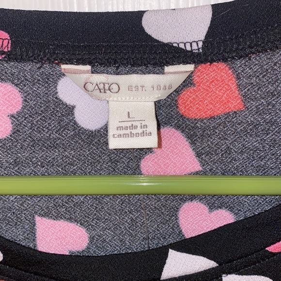 NEW Cato Long Thin Mesh Sleeves Top - black with Hearts - size M & L available - Picture 2 of 4